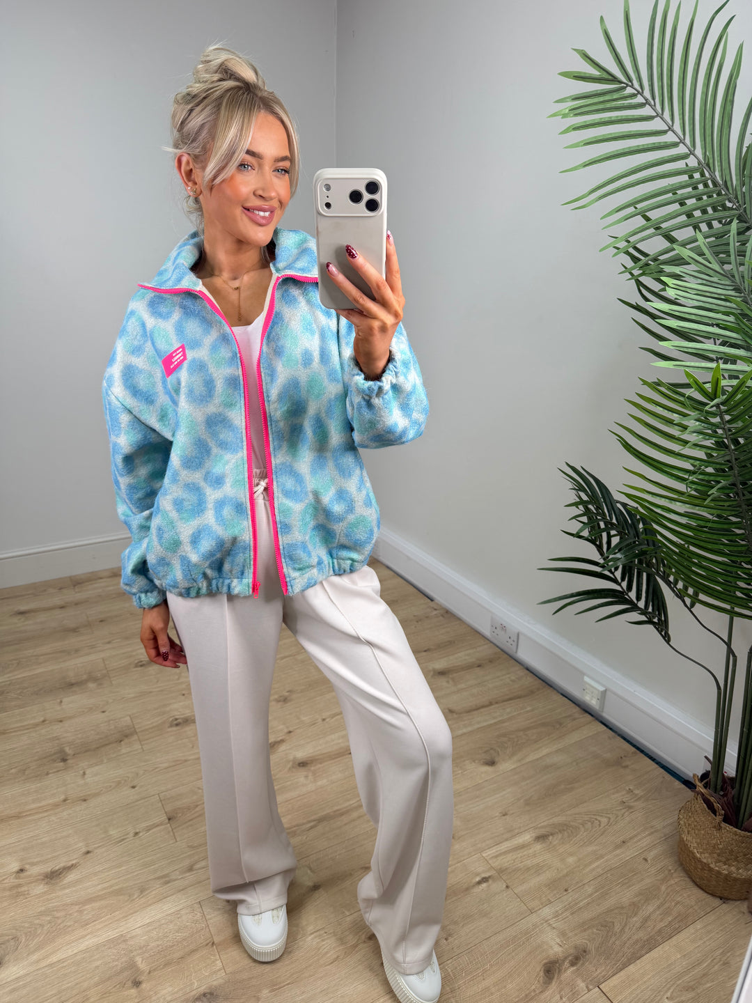 Arabella Leopard Jacket - Baby blue