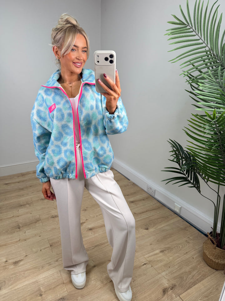 Arabella Leopard Jacket - Baby blue
