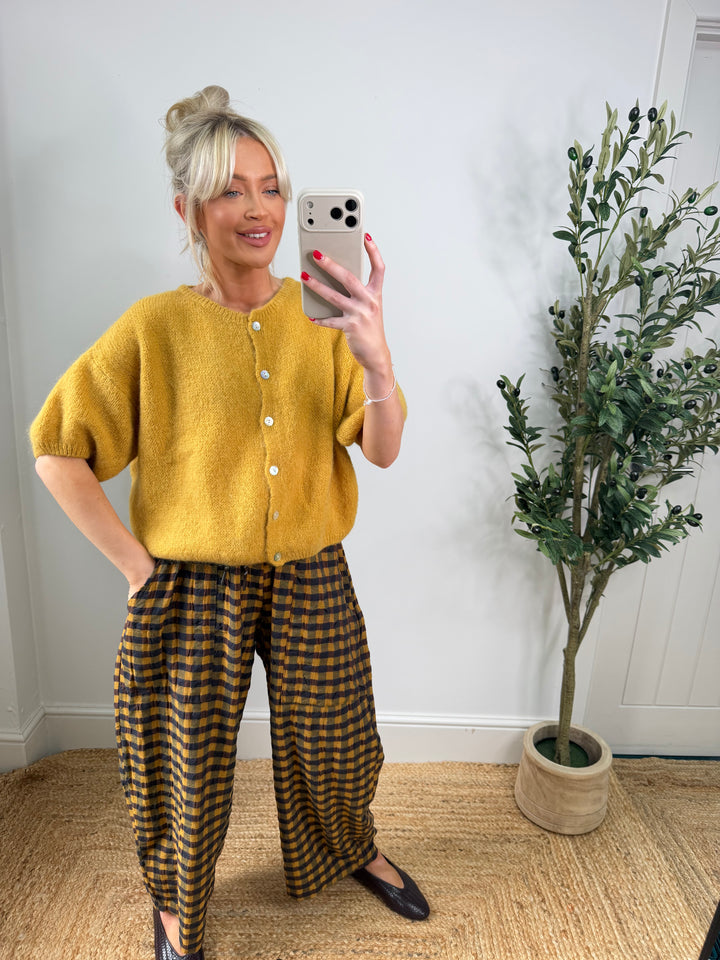 Kassia Cardigan - Mustard Short Sleeve