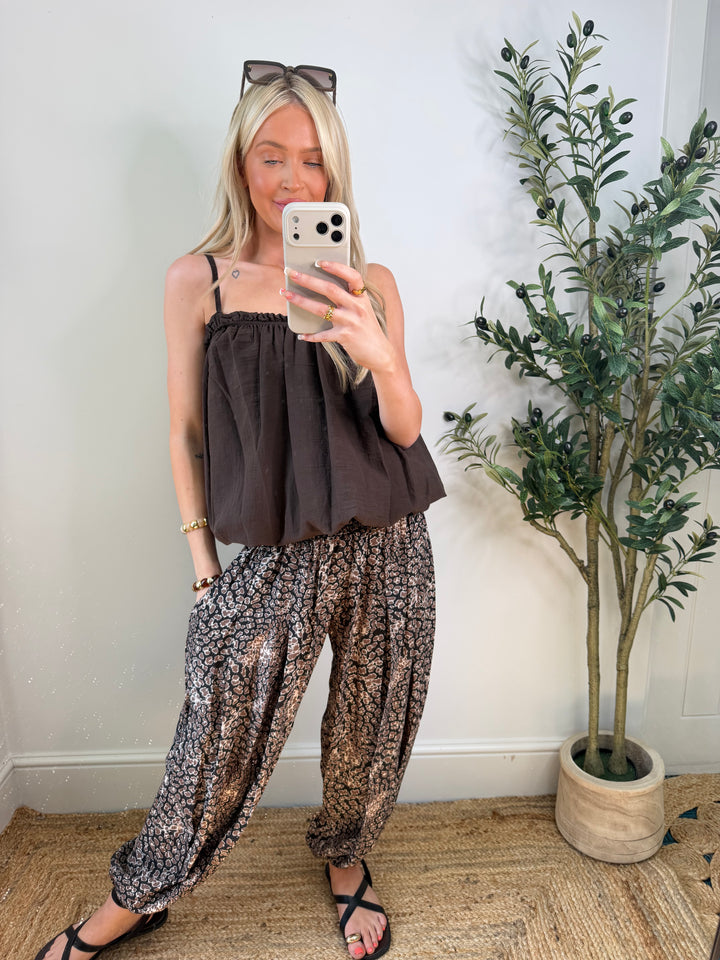 Nancie Leopard Genie Pants