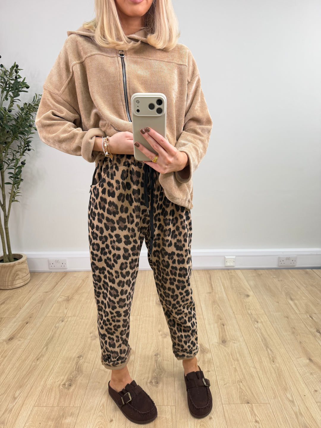 Mary Leopard Chenille Joggers