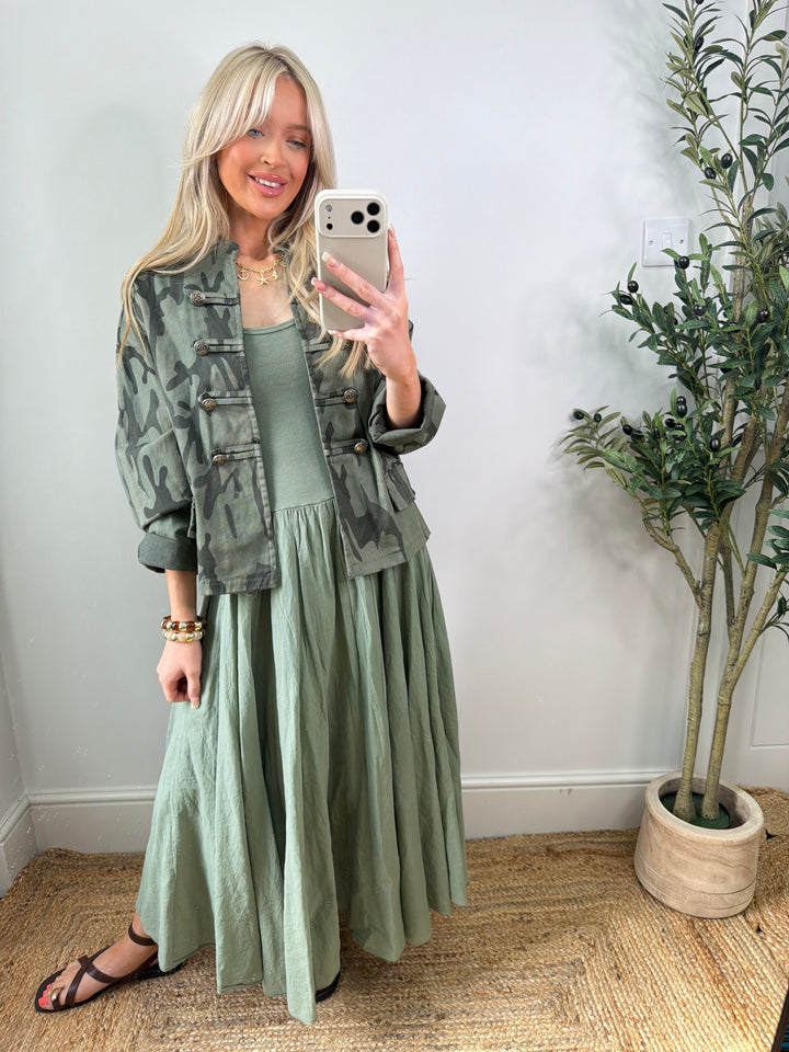 Lydia Denim Camo Jacket - Green