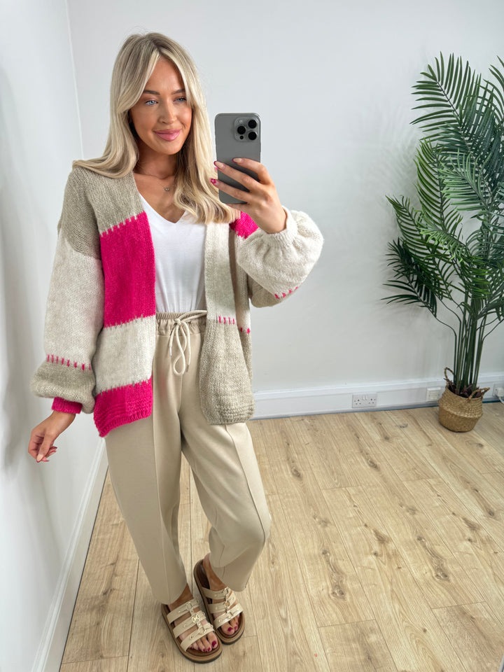 Patchwork Cardigan - Pink