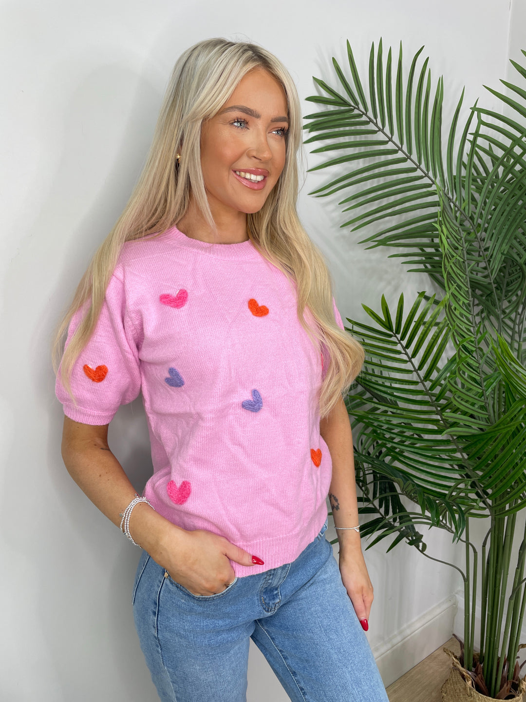 Nadine Heart Knit - Pink