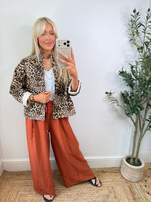 Leopard Military Jacket - Tan