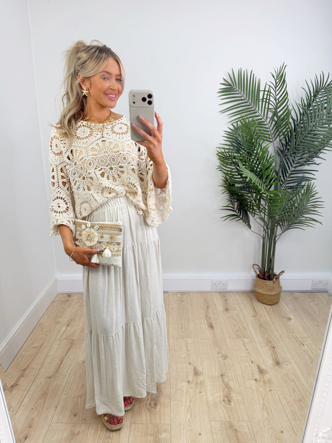 Marbella Linen Skirt - Cream