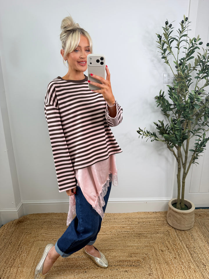 Gracie Sweatshirt - Pink & Chocolate