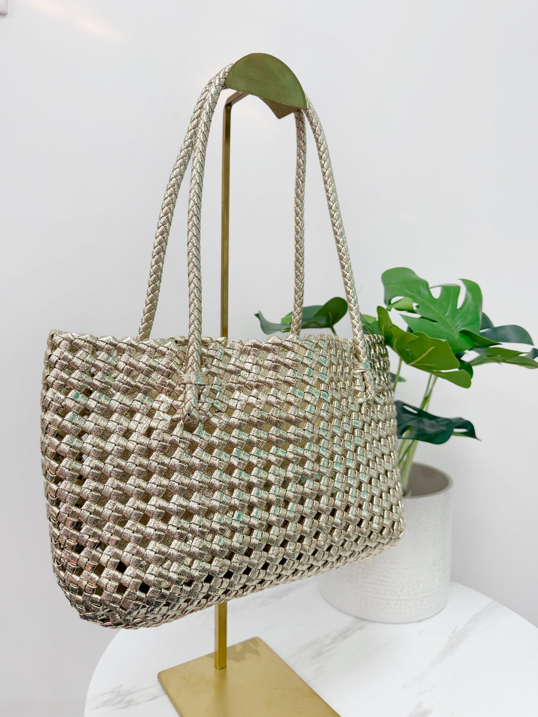 Gold Metallic Cage Bag