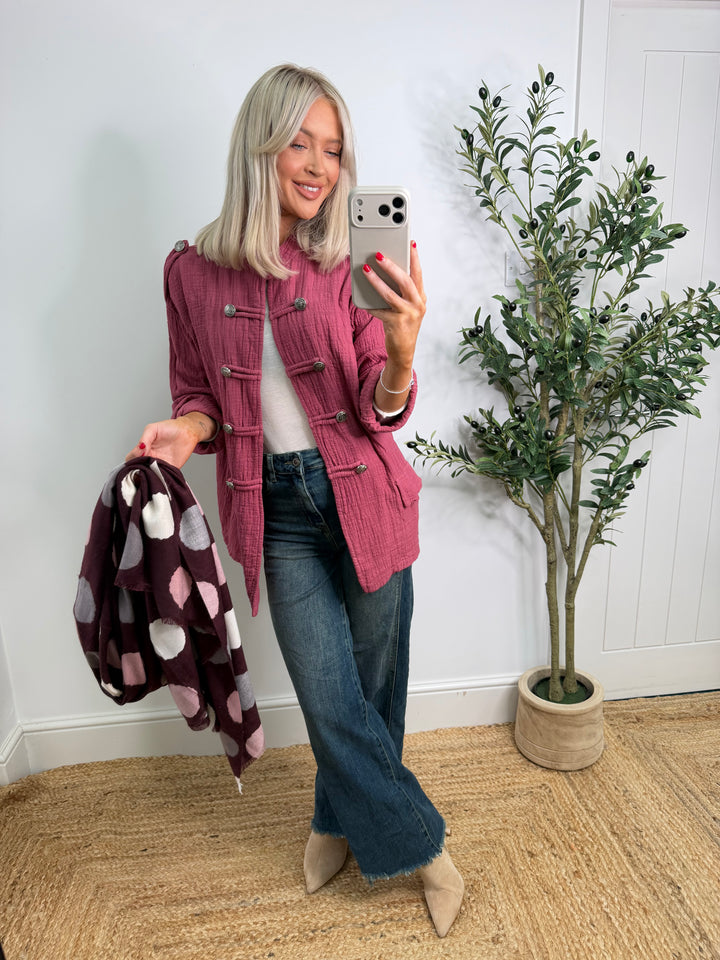 Cheesecloth Military Jacket - Raspberry