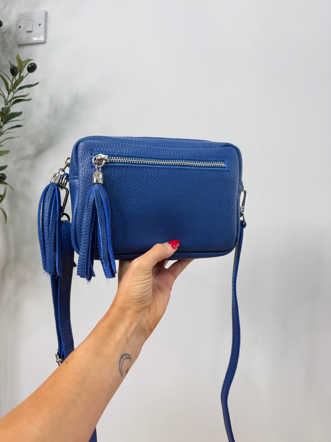 Real Leather Camera Bag - Royal