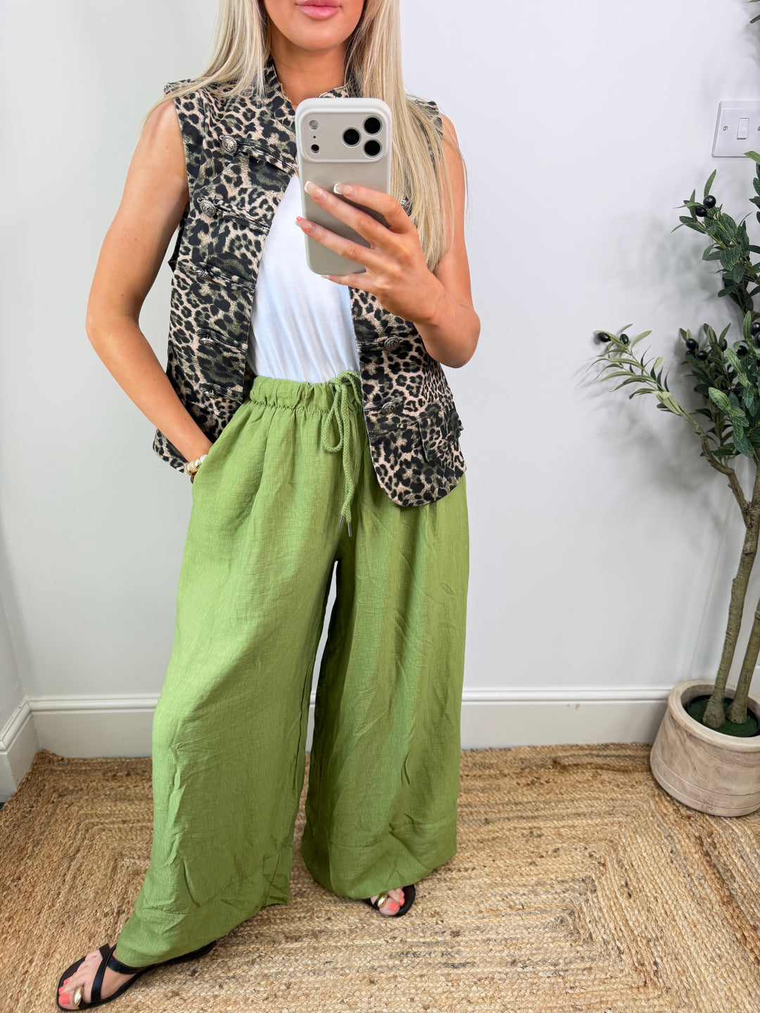 Indiah Wide Leg Trousers - Lime