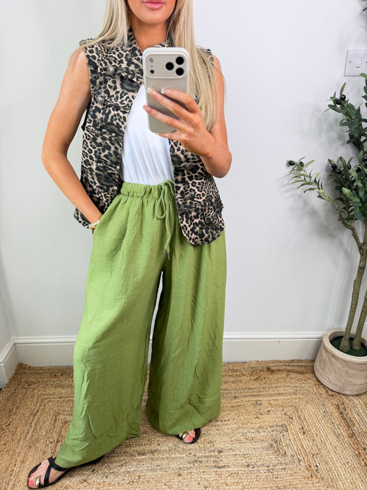Indiah Wide Leg Trousers - Lime