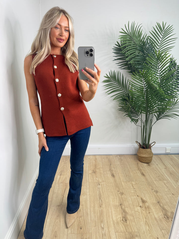 Masie Waistcoat - Burnt Orange