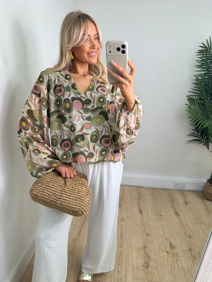 Louisa Bubble Top - Khaki