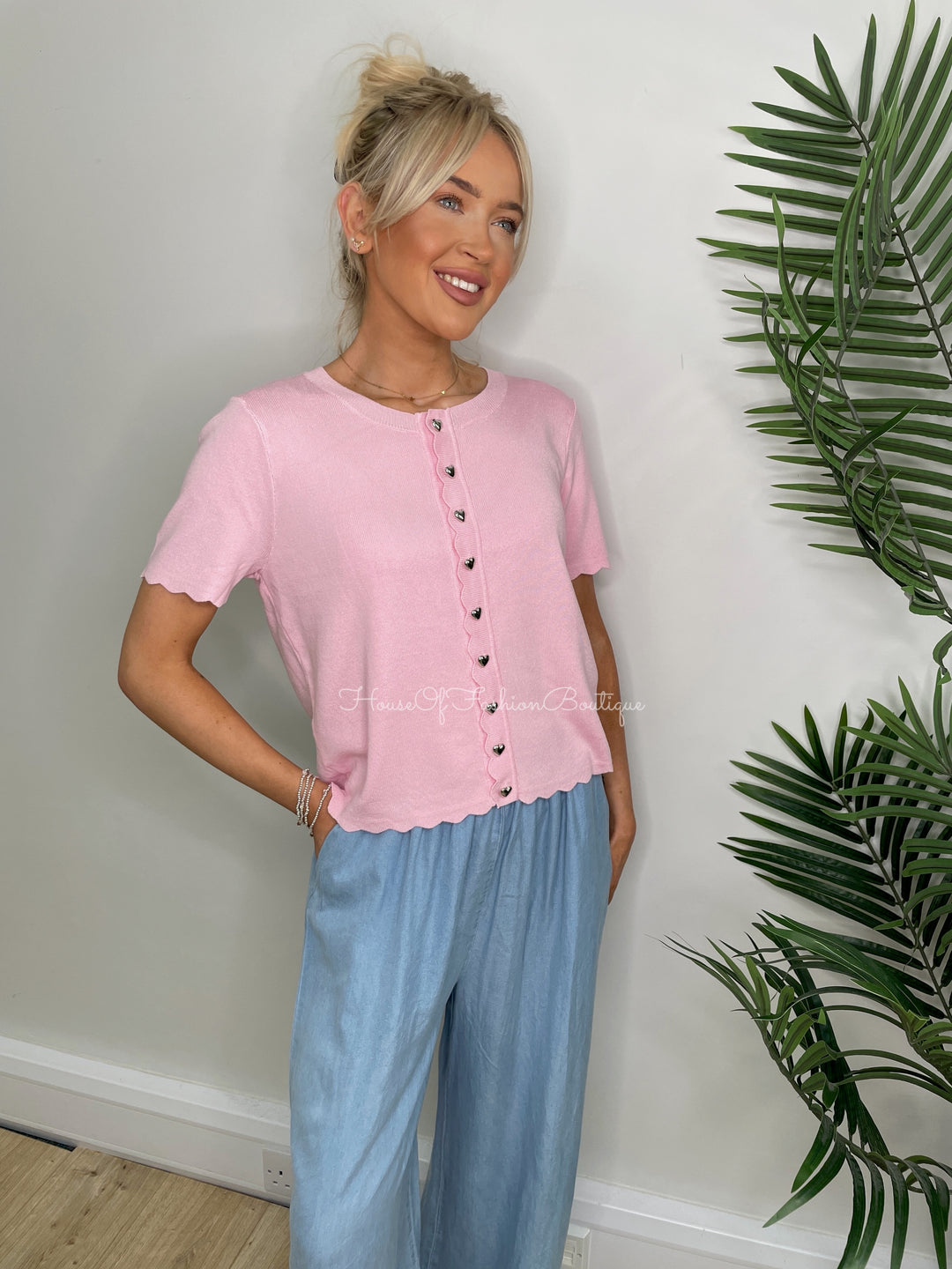 Berrie Heart Cardigan - Pink