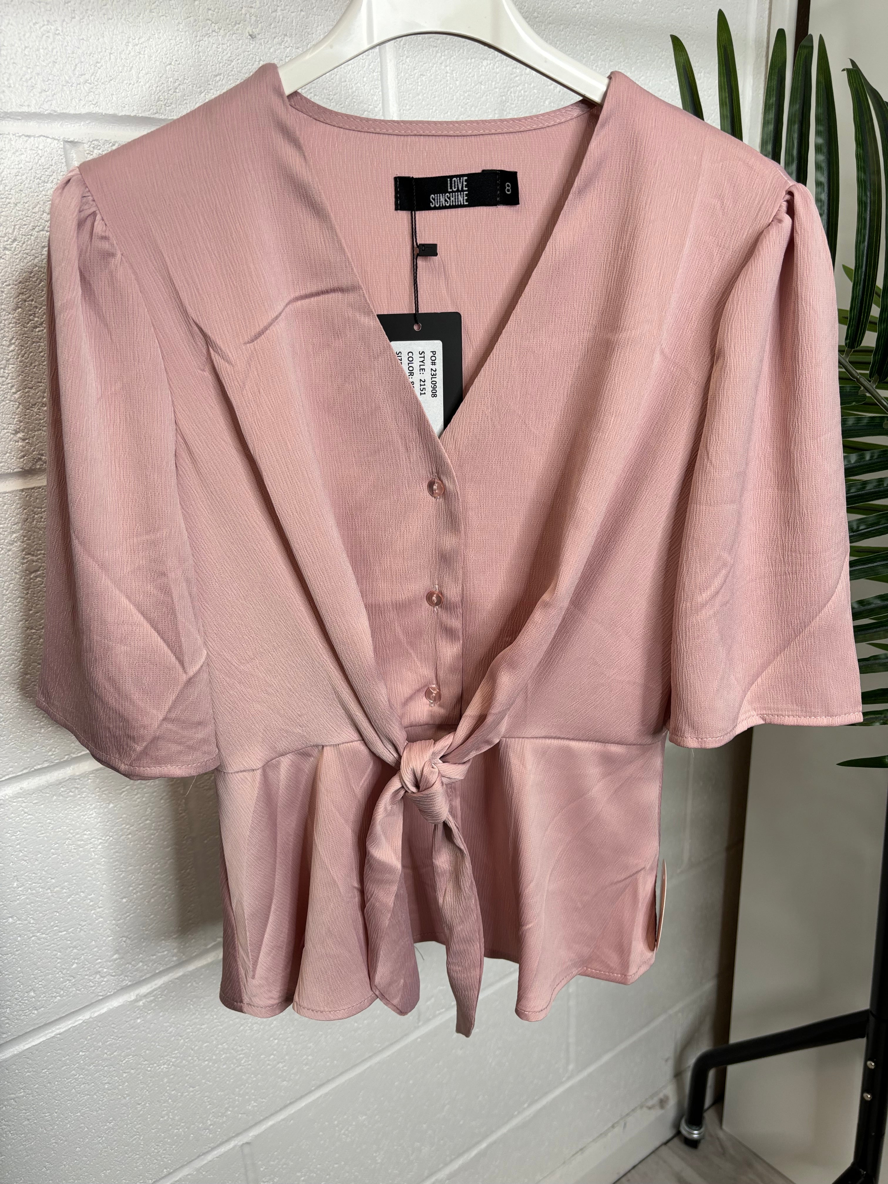 blush wrap blouse