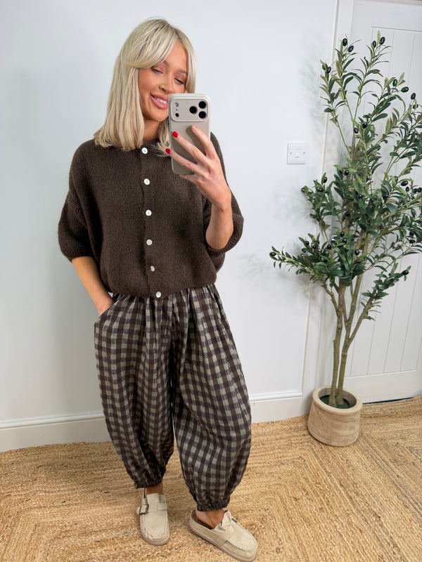 Stassie Check Trousers - Chocolate & Khaki
