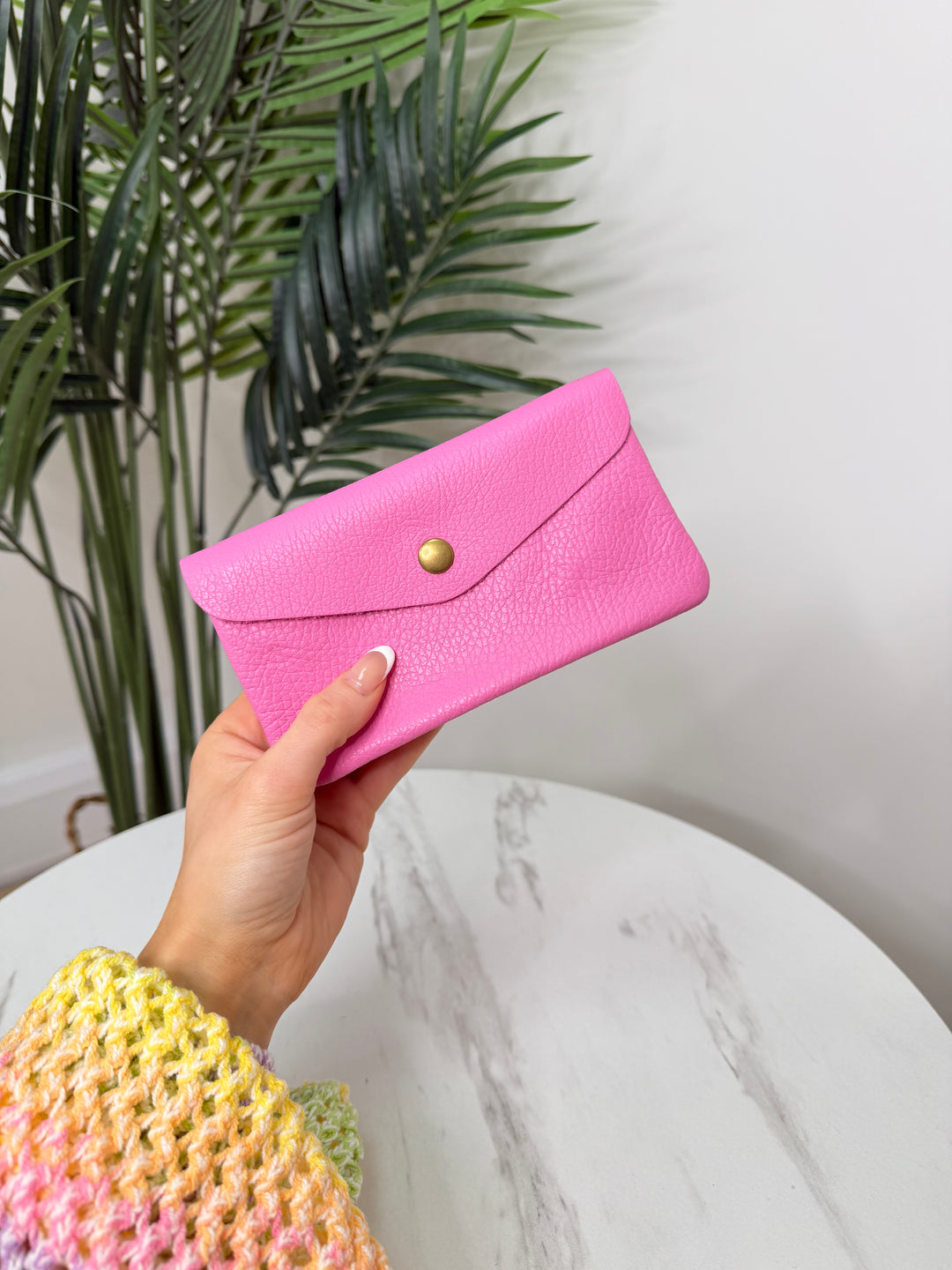 Real Leather Purse - Candy Pink
