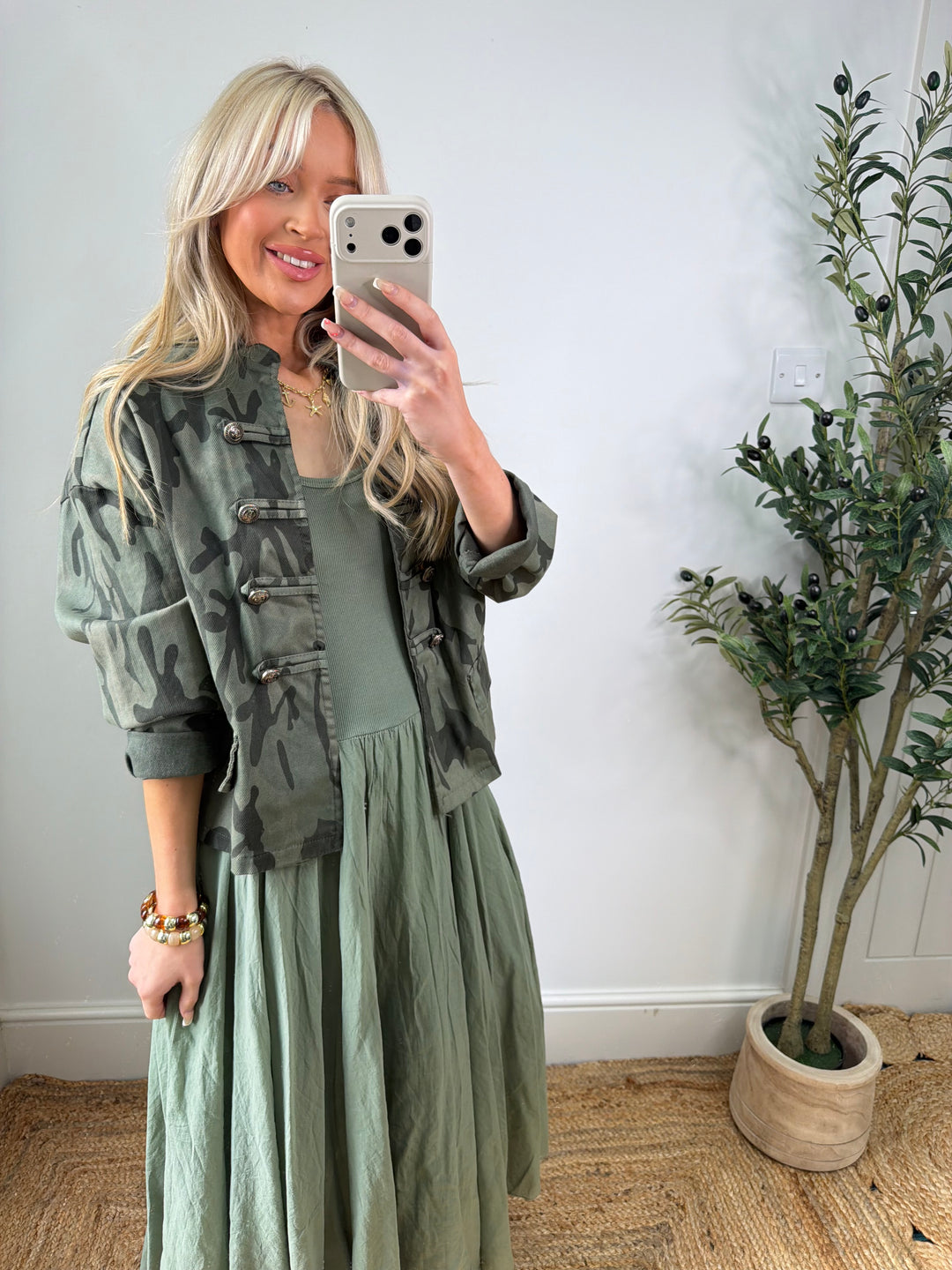 Lydia Denim Camo Jacket - Green