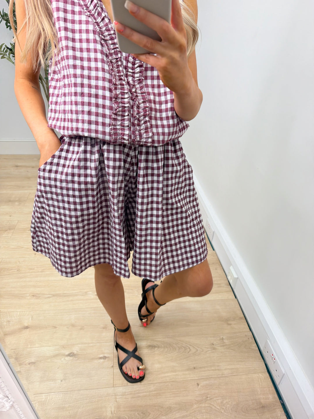 Morocco Gingham Shorts - Wine