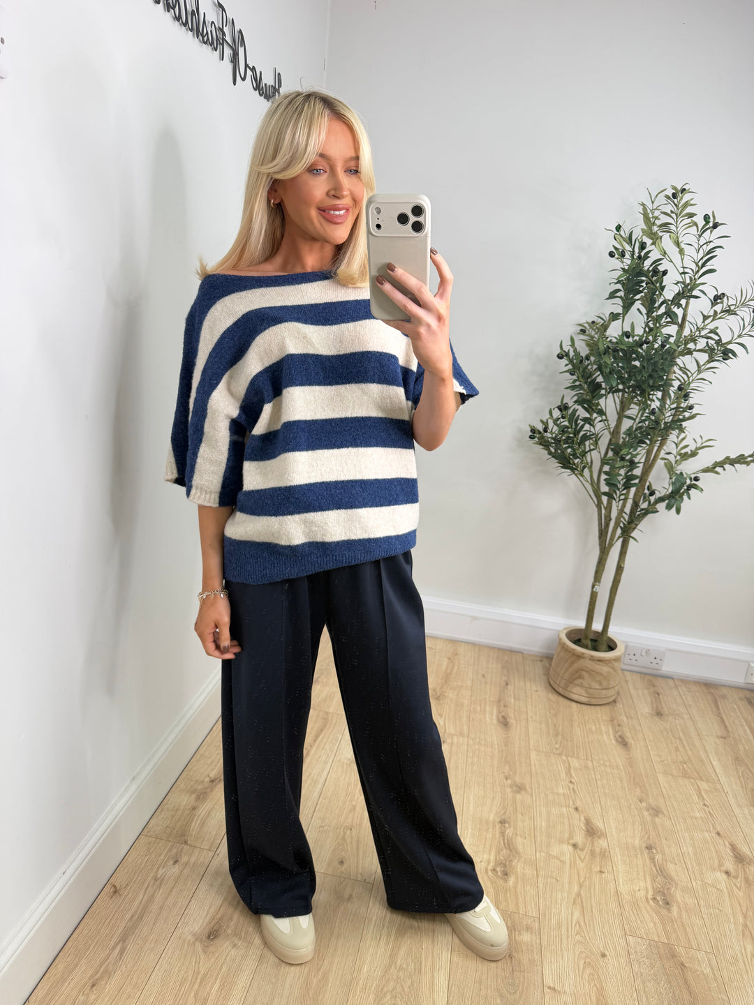 Lesley Knit - Blue Stripe