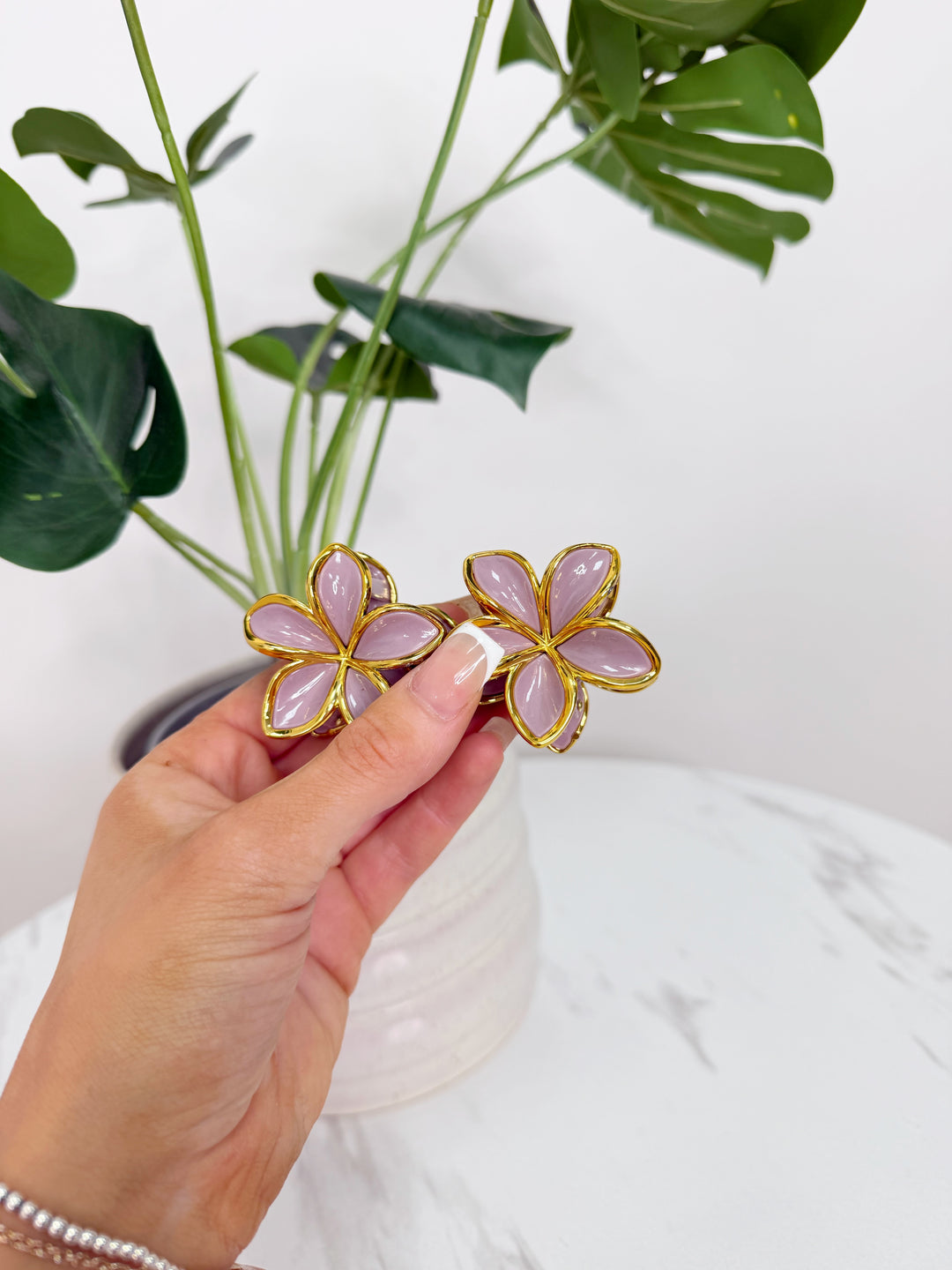 2 Piece Mini Flower Clip - Mauve