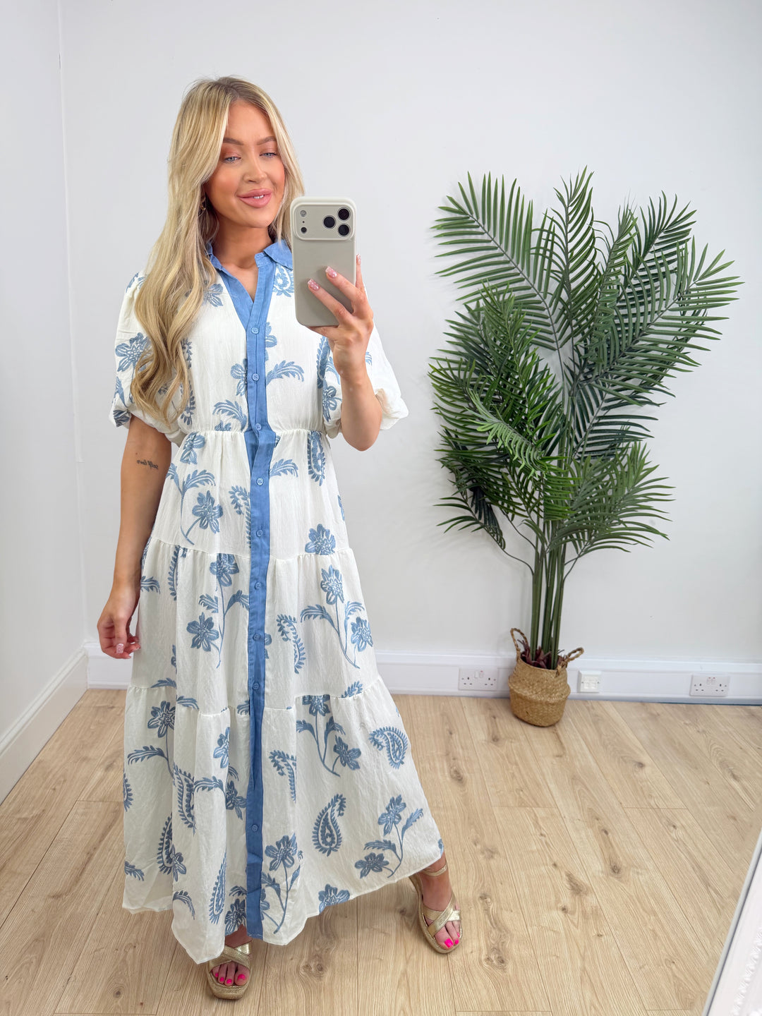Eloise Embroidered Dress - Blue