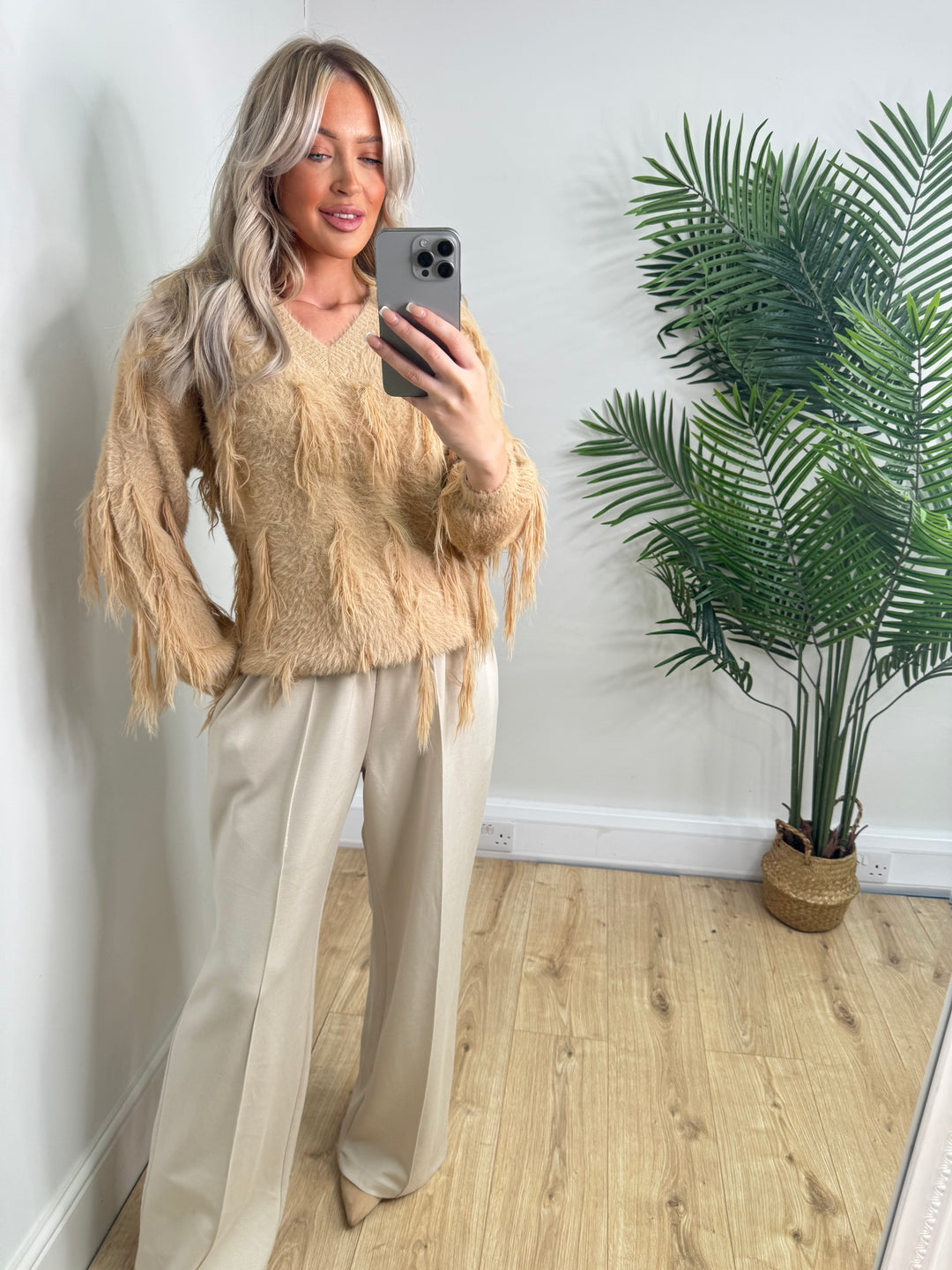 Alexis Feather Knit - Camel