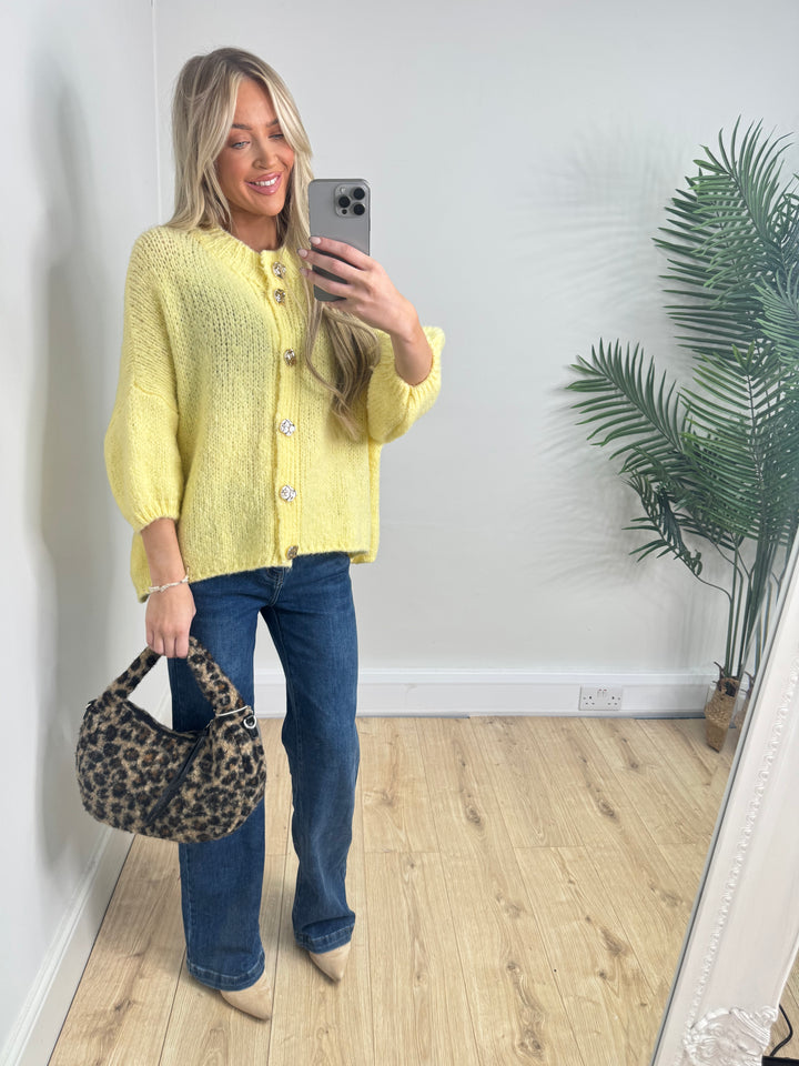 Ava Chunky Cardigan - Lemon