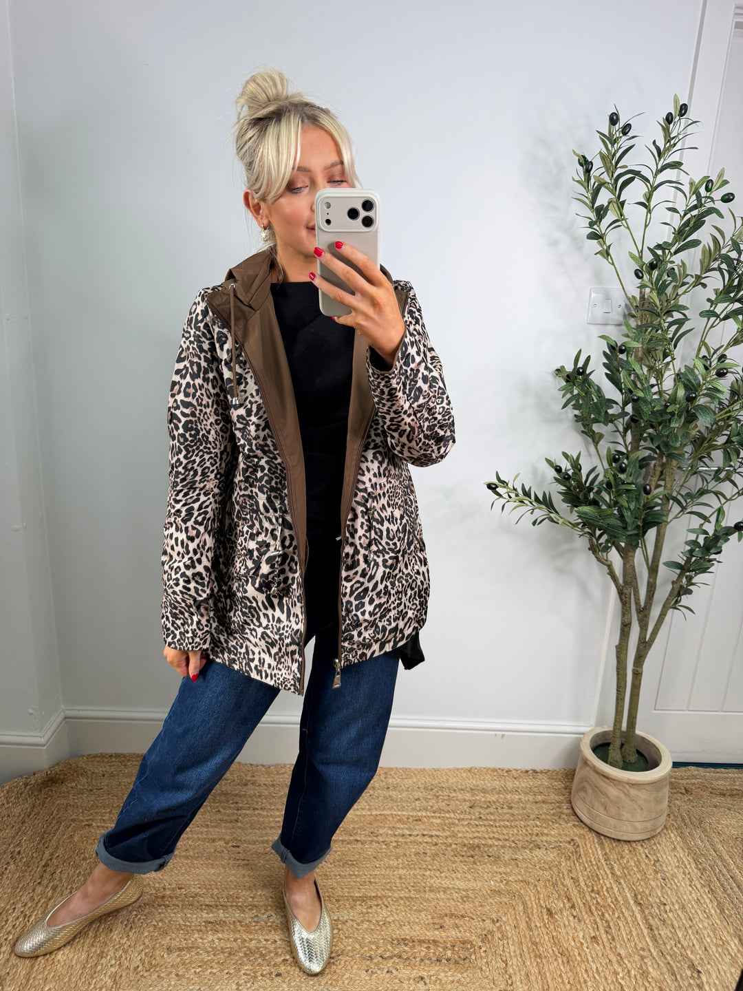 Reversible Leopard Rain Mac - Chocolate