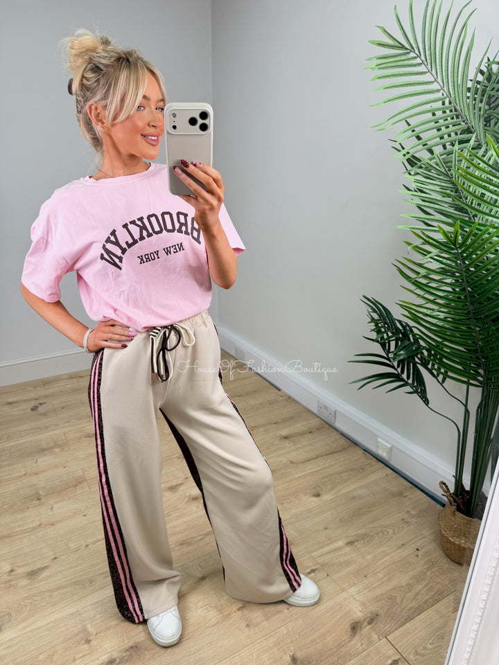 Pixie Joggers - Beige & Pink