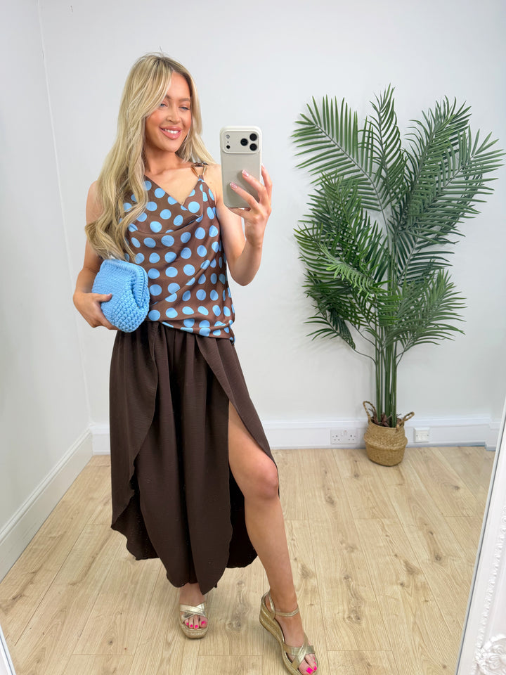 Myla Cowl Neck Top - Blue