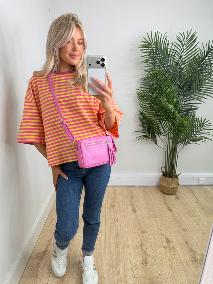 Stripe Tee - Lemon & Pink