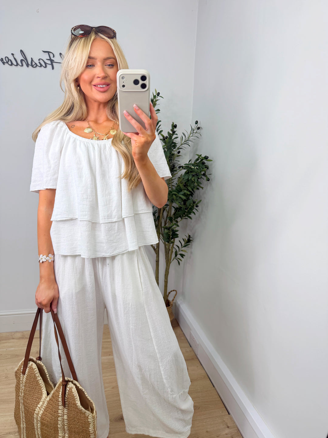Oslo Ruffle Top - White
