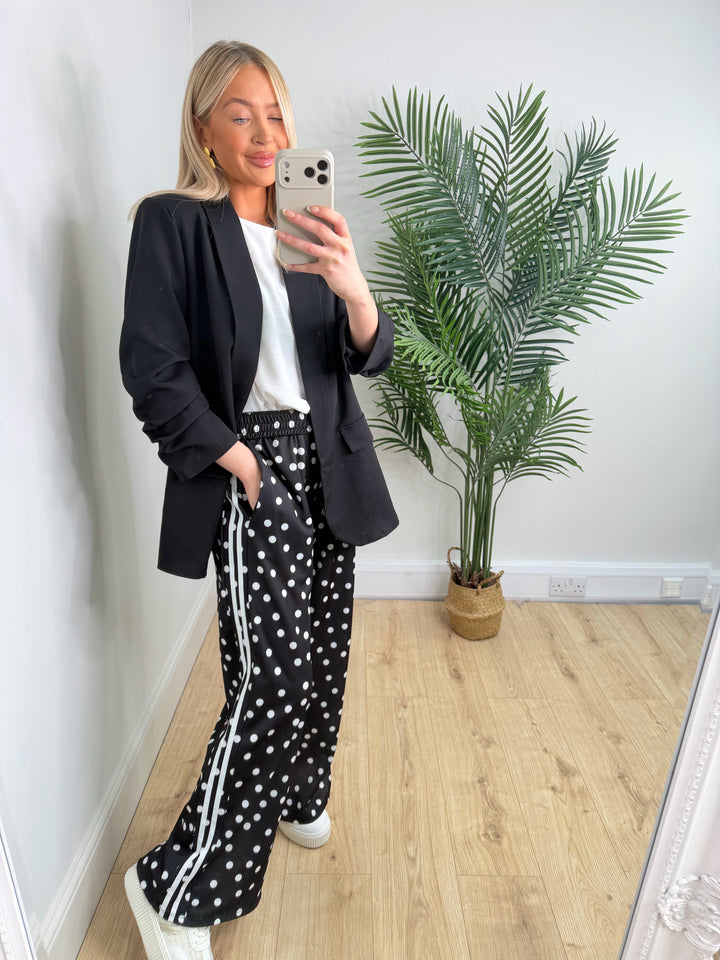 Mari Polka Dot Joggers - Black