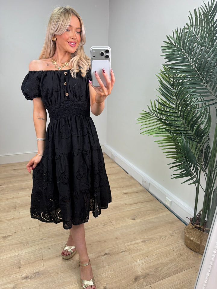 Broderie Anglaise Magic Dress - Black