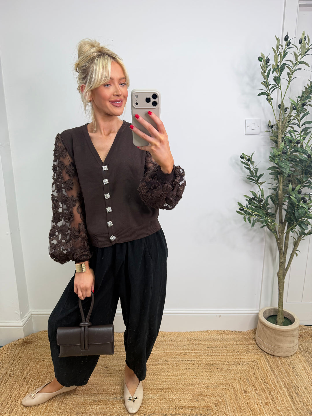 Missy Flower Top - Chocolate