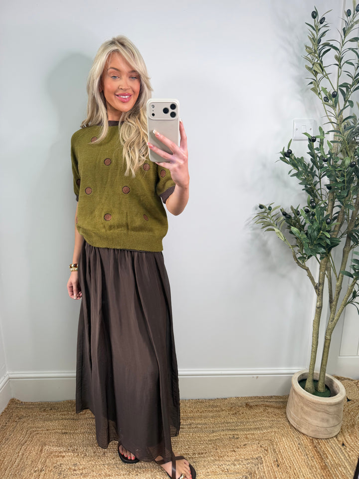 Aruba Silk Skirt - Chocolate