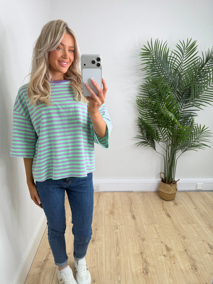 Stripe Tee - Lilac & Mint