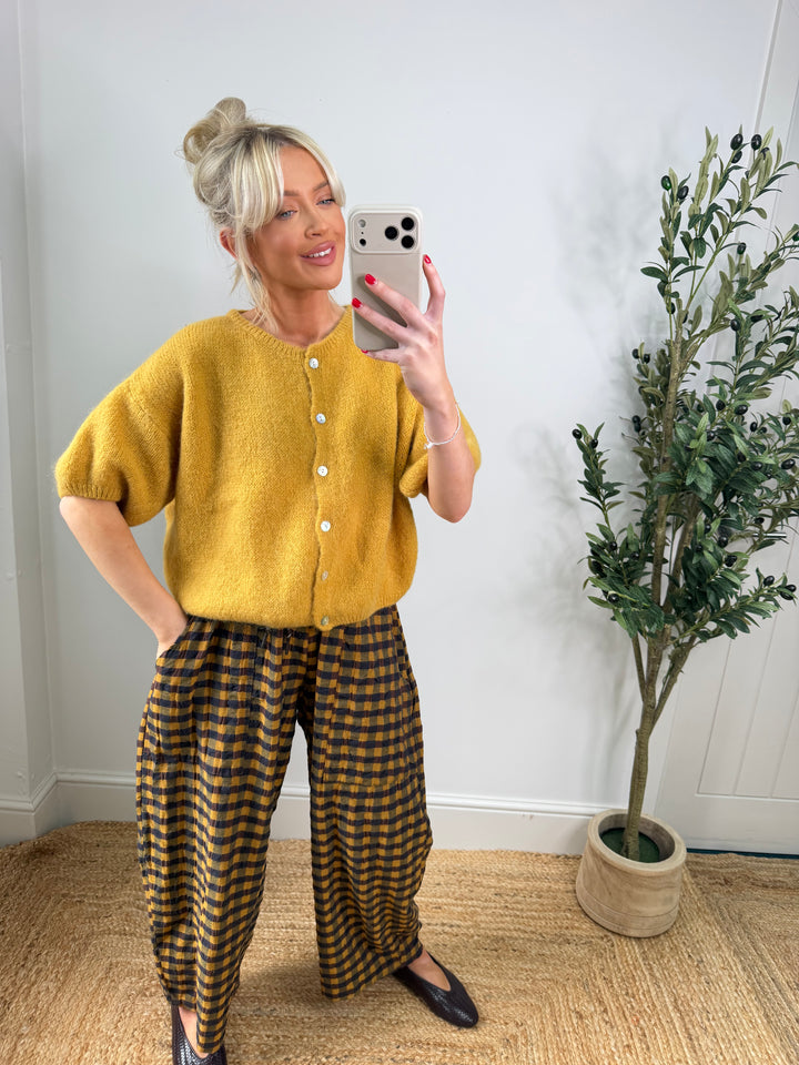 Kassia Cardigan - Mustard Short Sleeve