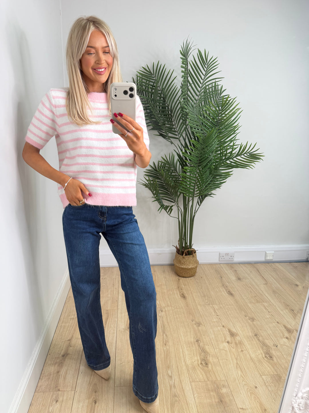 Fern Stripe Knit - Pink Stripe