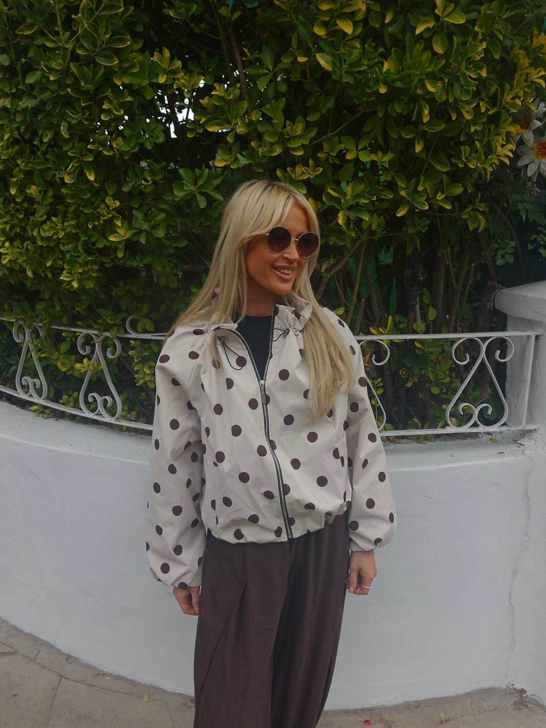 Polka Cavan Jacket - Cream & Choc