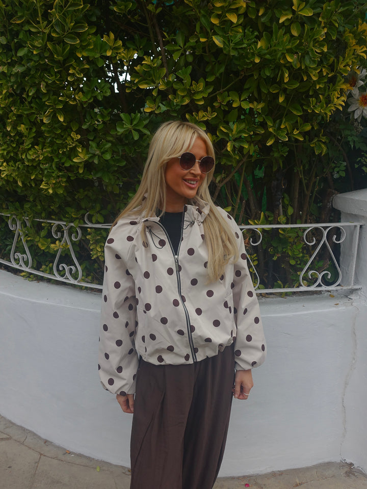 Polka Cavan Jacket - Cream & Choc