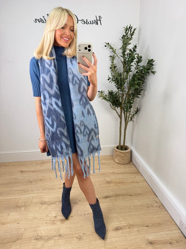 Hallie Heart Scarf - Blue
