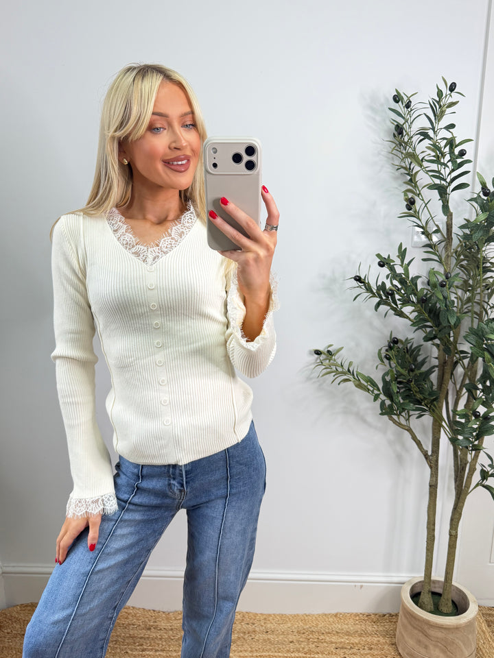 Serena Lace Top - Cream