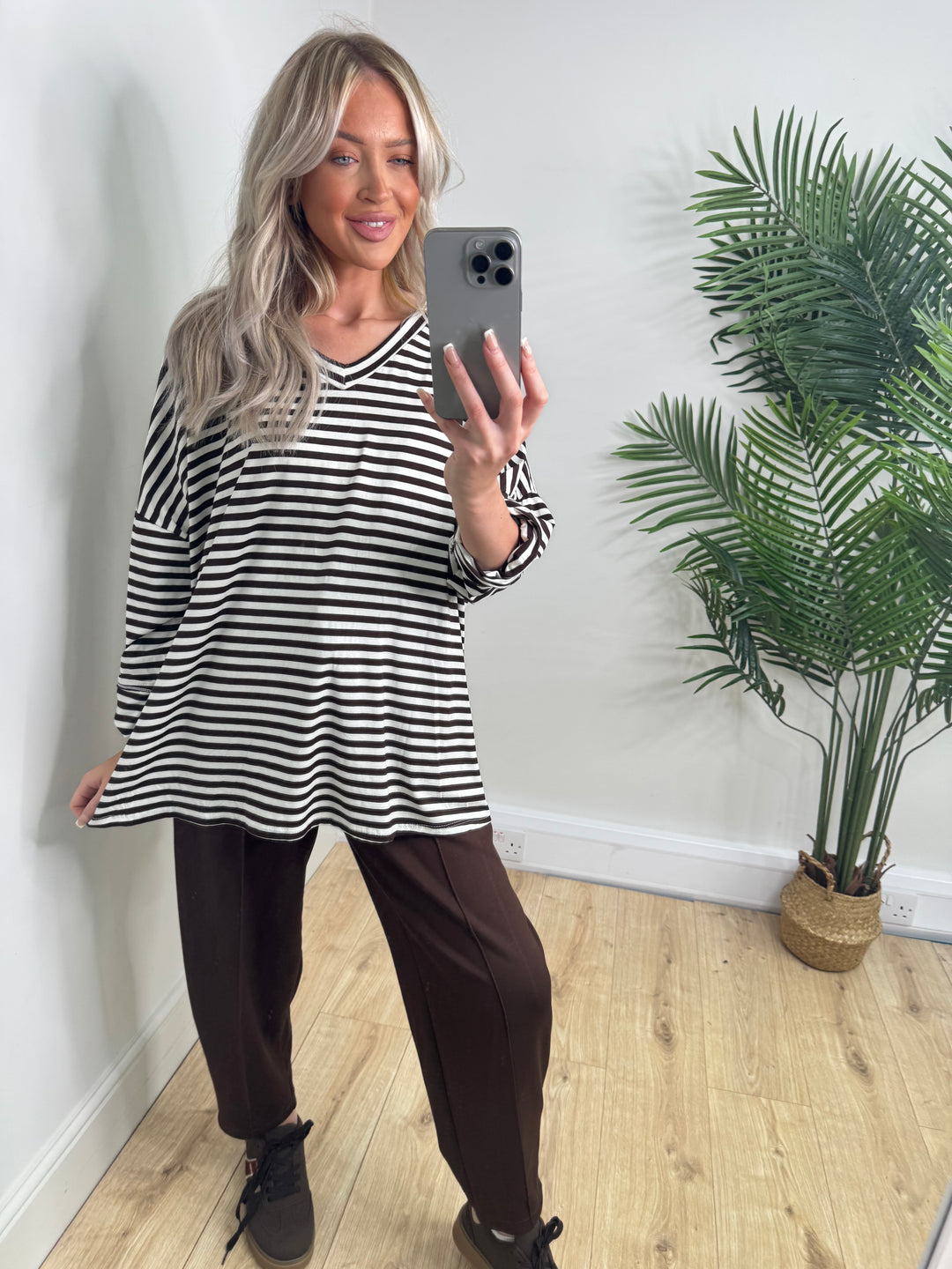Florence Stripe Tee - Chocolate