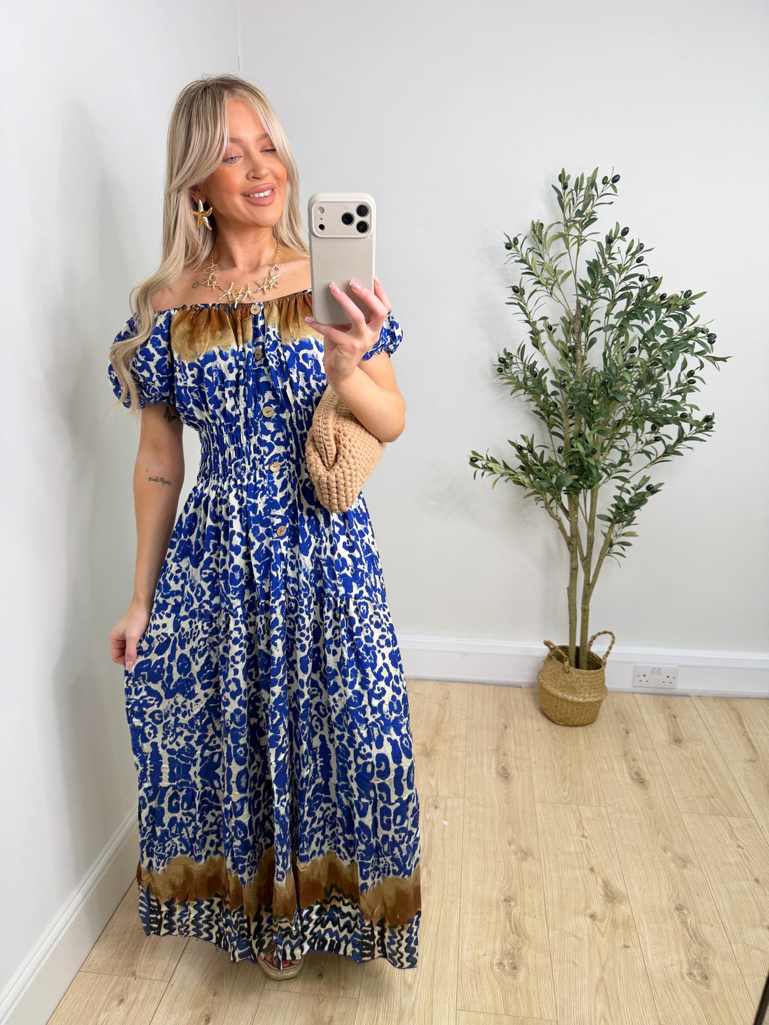 Leopard Dress - Royal Blue