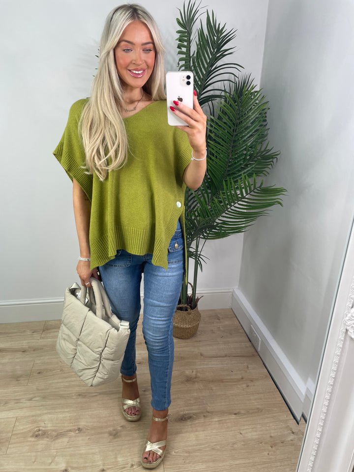 Pollie Knit Top - Lime Green