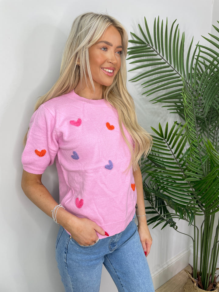 Nadine Heart Knit - Pink