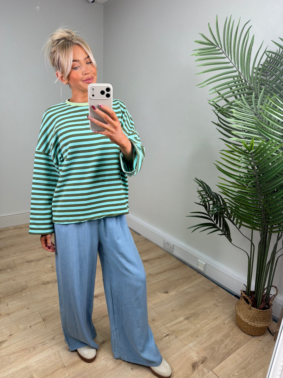 Vera Stripe Sweatshirt - Blue & Green